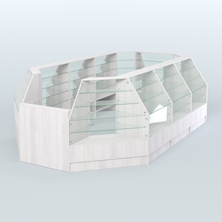 Низкий торговый остров серии Алмаз №4 большой, Ясень Анкор светлый