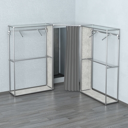 Примерочная с зеркалом из системы ХРОМ с поручнями №4-1, Метрополитан Грей