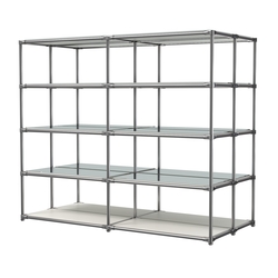 Хромированное вешало ПЛАТФОРМА №4-4 с зеркальными полками 4мм, Белый