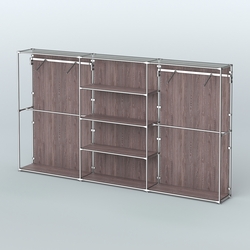 Торговая система ХРОМ (задняя стенка - ДСП) 3600 мм с полками ДСП и поручнями №10, Ясень Анкор темный