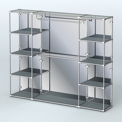 Торговая система ХРОМ (задняя стенка - зеркало) 2430 мм с полками ДСП и поручнями №3, Темно-Серый