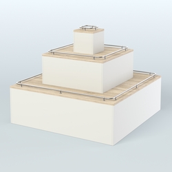 Островок-пирамида с хромирован- ными ограничителями для торговых центров №1-ХО, Белый + Дуб Сонома