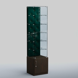 Высокая стеклянная витрина КАПИТОНЕ №506, Дуб Венге  + Велюр Tiffany 10 Dk. Green