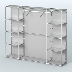 Торговая система ХРОМ (задняя стенка - ДСП) 3600 мм с зеркальными полками и поручнями №11, Серый