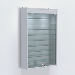 Витрина настенная №202-7А высокая с девятью полками и подсветкой, Серый