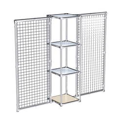 Хромированное вешало ЯЧЕЙКА №2-4 с зеркальными полками 4мм, Крем Вайс