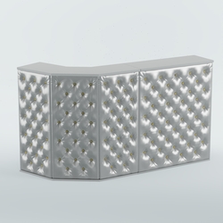 Ресепшен Г-образный БАРХАТ СЕРЫЙ ПЕРЛАМУТР №1 (карета золото), Серый + Экокожа серебристая