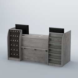 Ресепшен Атлант с фасадными наклонными полочками и экономпанелью №5, Бетон Чикаго светло-серый F186 ST9