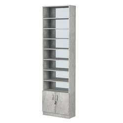 Стеллаж из ДСП с 8-ю полками 250x600 мм серии LEVEL-8 №4-2 (З/C - ЗЕРКАЛО), Метрополитан Грей