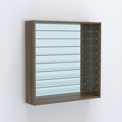 Витрина настенная №204-6Г зеркальная с девятью прозрачными полками, Орех