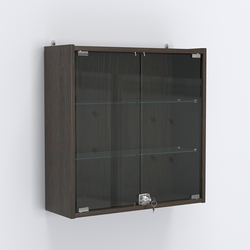 Витрина настенная №201-1А с прозрачными полками, Дуб Венге