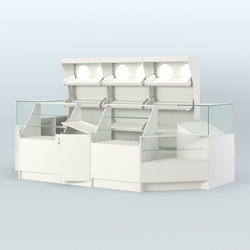 Пристенный павильон с прилавками из ДСП для продажи хлеба и выпечки №4, Белый