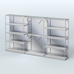 Торговая система ХРОМ (задняя стенка - зеркало) 3600 мм с полками ДСП и поручнями №6, Серый