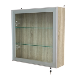 Витрина настенная №1-1А с прозрачными полками серии Collecto, Дуб Сонома