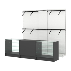 Комплект стеллажей с поручнями П-П и прилавков ЭК-4 для торговли одеждой №15, Черный