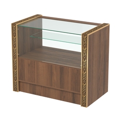 Недорогой прилавок с одной узкой полкой и декоративными молдингами №ПДМ-3-900, Орех