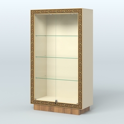 Низкая витрина с декором и верхней подсветкой НБА-5, Крем Вайс + Орех