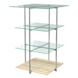 Торговый стенд Экспозиция с полками №1 (с тремя стеклянными полками 6 мм), Дуб Сонома