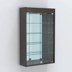 Витрина настенная №202-4А зеркальная с четырьмя полками и подсветкой, Дуб Венге