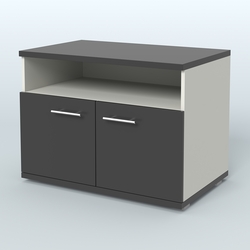 Тумба под оргтехнику, цвет дуб шамони темный, Белый и Черный