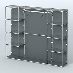 Торговая система ХРОМ (задняя стенка - ДСП) 3600 мм с зеркальными полками и поручнями №11, Темно-Серый