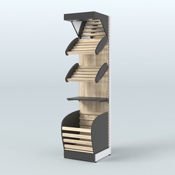 Стеллаж для хлеба и выпечки с нижней корзиной - накопителем и зеркальным фризом Феникс №14КФ, Черный + Дуб Сонома
