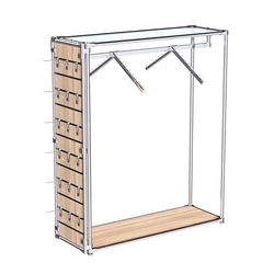 Хромированный стенд-вешало ETD-12 №1-1 (торец-ЭП) с полкой стекло 6мм (прозрачное), Дуб Сонома