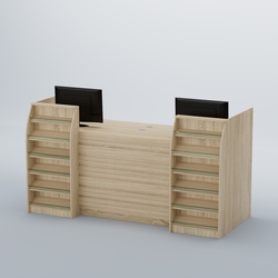 Ресепшен Атлант с накладными планками и наклонными полками №7, Дуб сонома