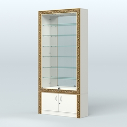 Витрина пристенная с декором №ВБА-32, Белый