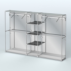 Торговая система ХРОМ (задняя стенка - зеркало) 3030 мм с тонированными полками и поручнями №12, Серый