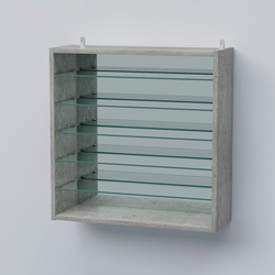 Витрина настенная №201-6Г открытая зеркальная с пятью полками из стекла, Метрополитан Грей