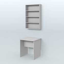 Распаковочный квадратный стол с антресолью для аптеки Р-01, Серый