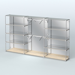 Торговая система ХРОМ (задняя стенка - зеркало) 3600 мм с зеркальными полками и поручнями №6, Дуб Сонома