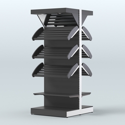 Стеллаж для хлеба островной высокий комбинированный с зеркальным фризом СХОВФ-03, Черный