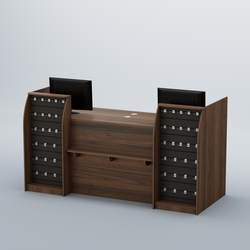 Ресепшен Атлант с фасадными наклонными экономпанелями №4, Орех + Черный