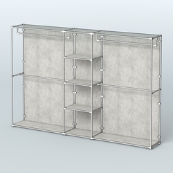 Торговая система ХРОМ (задняя стенка - ДСП) 3030 мм с полками ДСП и поручнями №4, Метрополитан Грей