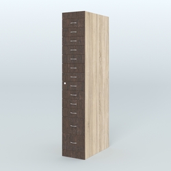 Рецептурный шкаф для аптек METACASE №1 глубиной 800 мм (13 ящиков), Дуб Сонома + Дуб Венге