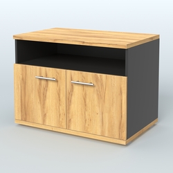 Тумба под оргтехнику, цвет дуб шамони темный, Черный и Дуб Золотистый U1148