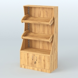 Стеллаж низкий пристенный с деревянными полками для хлебной лавки ХЛ-2, Дуб Золотистый