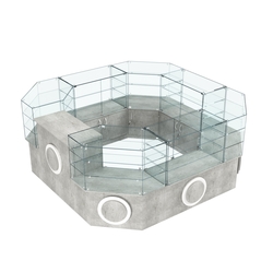 Торговый стеклянный островок с накладками серии КРУГ №2 (7,62 кв.м), Метрополитан Грей