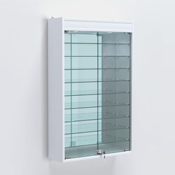 Витрина настенная №202-8А высокая с девятью полками, зеркалом и подсветкой, Белый