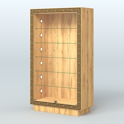 Низкая витрина с декором и замком НБА-505С, Дуб Золотистый