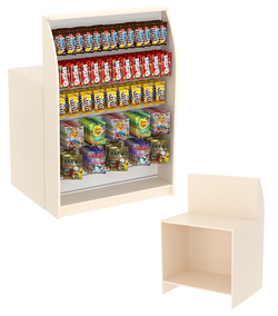Высокий торговый кассовый прилавок под вывеску товаров импульсных покупок Импульс №2-2-900, Крем Вайс