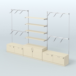Система Neo Fix №3 с полками из ДСП, поручнями и тумбами T-15 и Т-22, Крем Вайс