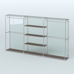 Торговая система ХРОМ (задняя стенка - стекло) 3600 мм с полками ДСП и поручнями №2, Дуб Венге