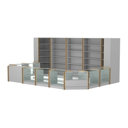 Торговый островок из стекла и ДСП с молдингами №6 (5,38 кв.м), Серый