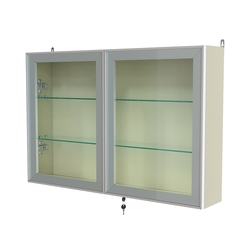 Витрина настенная №3-1А широкая со стеклянными полками серии Collecto, Крем Вайс