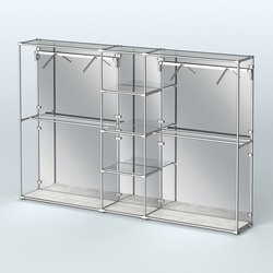 Торговая система ХРОМ (задняя стенка - зеркало) 3600 мм с зеркальными полками и поручнями №12, Метрополитан Грей