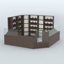 Угловой павильон из ДСП для торговли хлебом и выпечкой №5, Дуб Венге + Белый