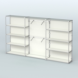 Торговая система ХРОМ (задняя стенка - ДСП) 3600 мм с полками ДСП и поручнями №6, Белый